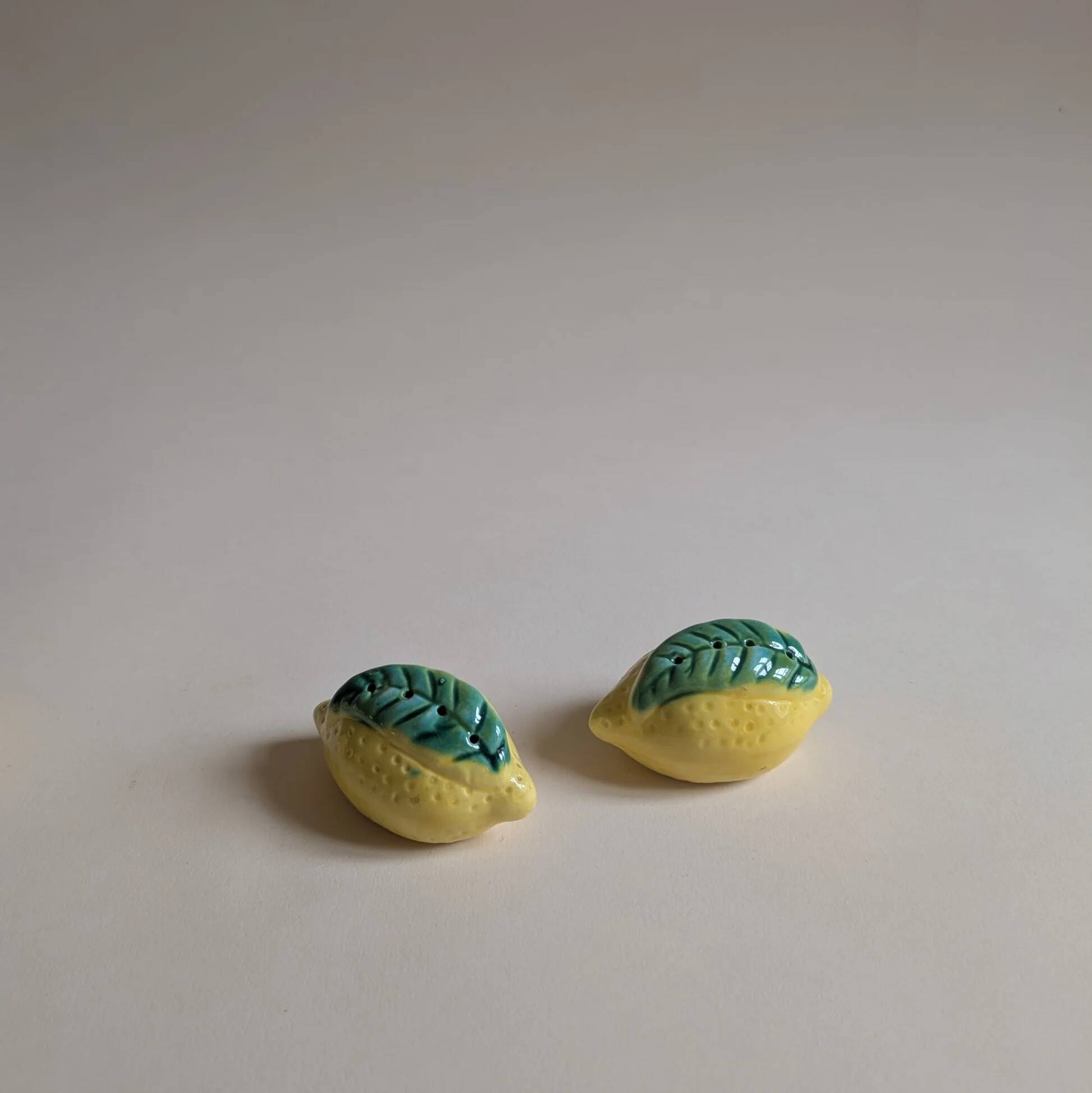 Lemon slushie set, gravy boat, pepper shaker and salt shaker