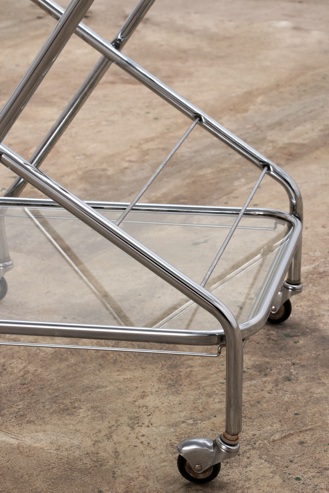 Vintage trolley nice chrome or bar cart, 1960 France.