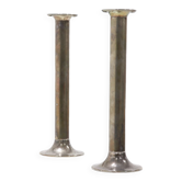 Pair Stainless Steel Silver Plated Candlesticks 1960s