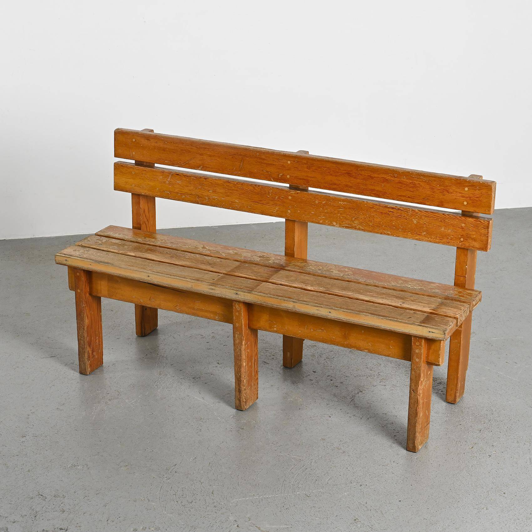 Pair of solid wood benches by Christian Durupt, Courchevel, circa 1960