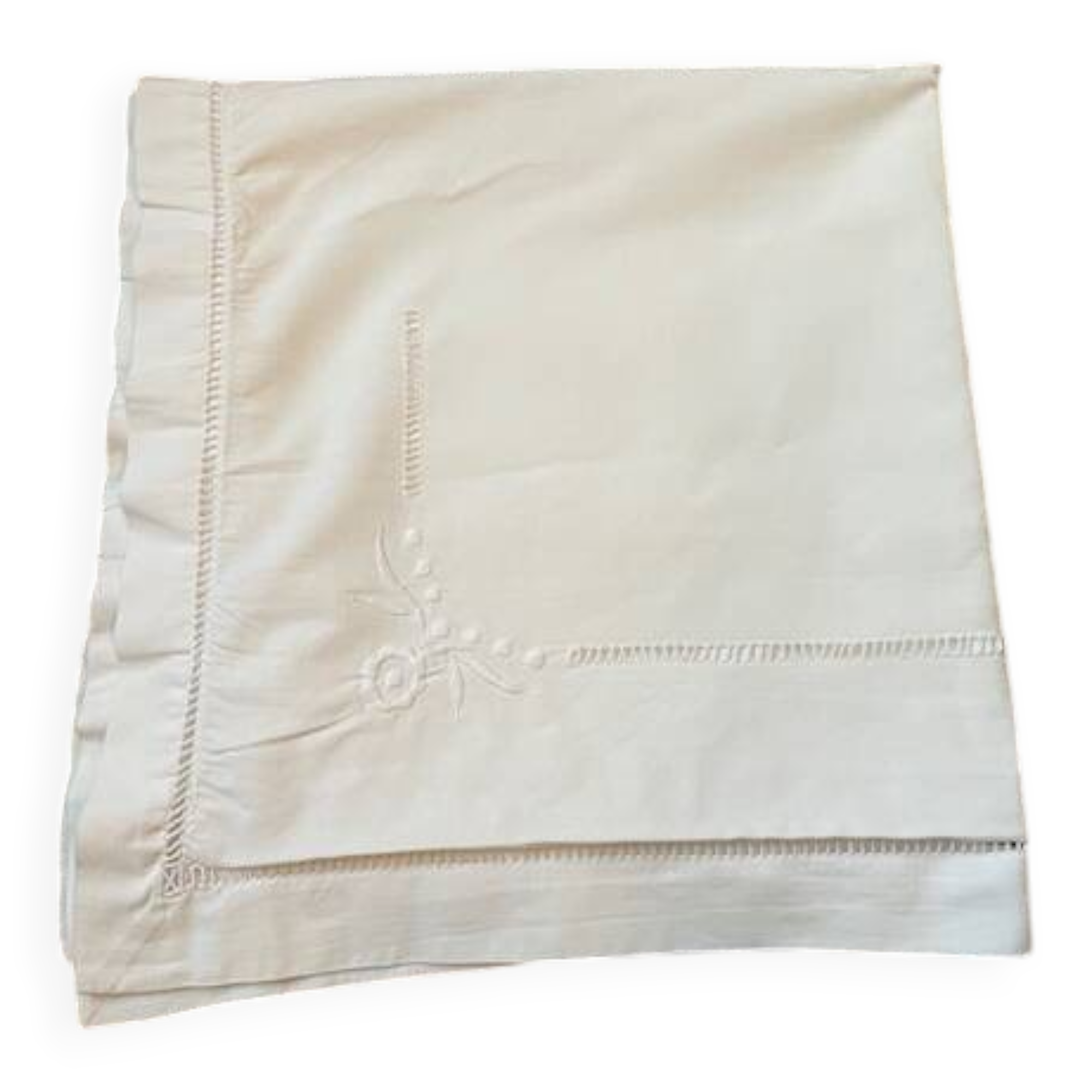 Antique embroidered pillowcase with venetian lace