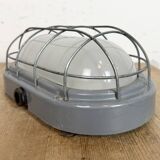 Industrial Grey Wall Light with Milk Glass, 1970s