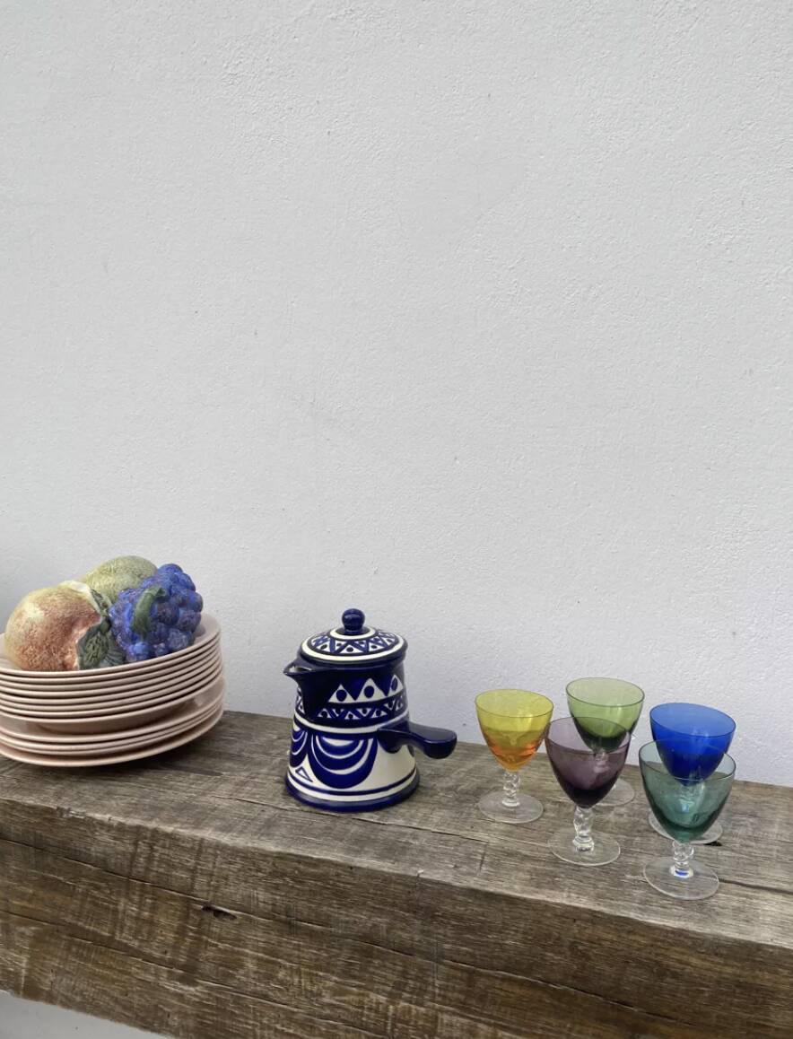 Blue and white ceramic teapot