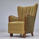 1960s, Danish highback armchair, original condition, cotton/wool.