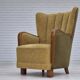 1960s, Danish highback armchair, original condition, cotton/wool.