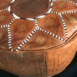 Moroccan leather pouf