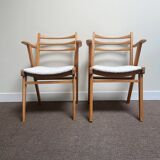 Paire de fauteuils compas anciens