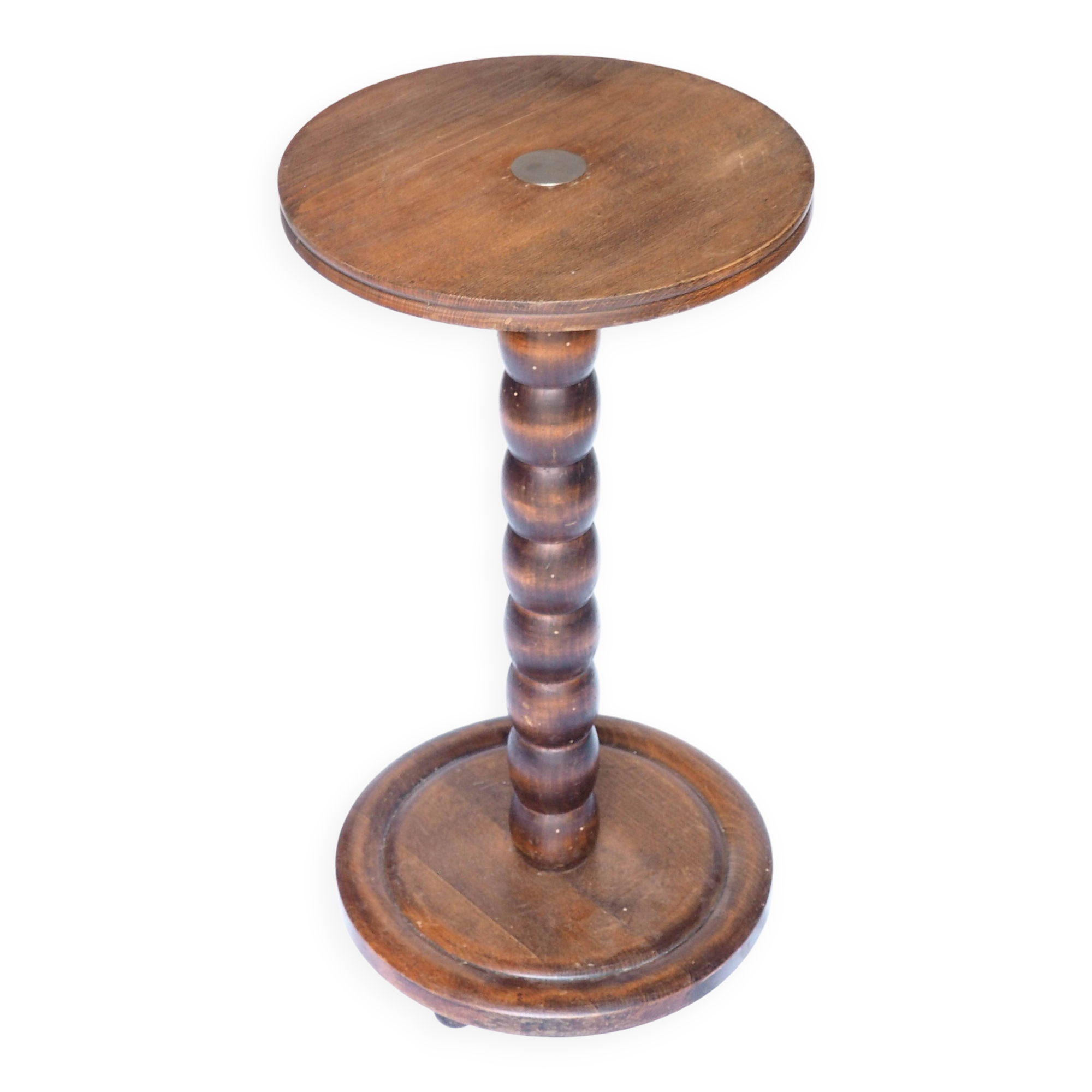 Stele, wooden beaded pedestal table