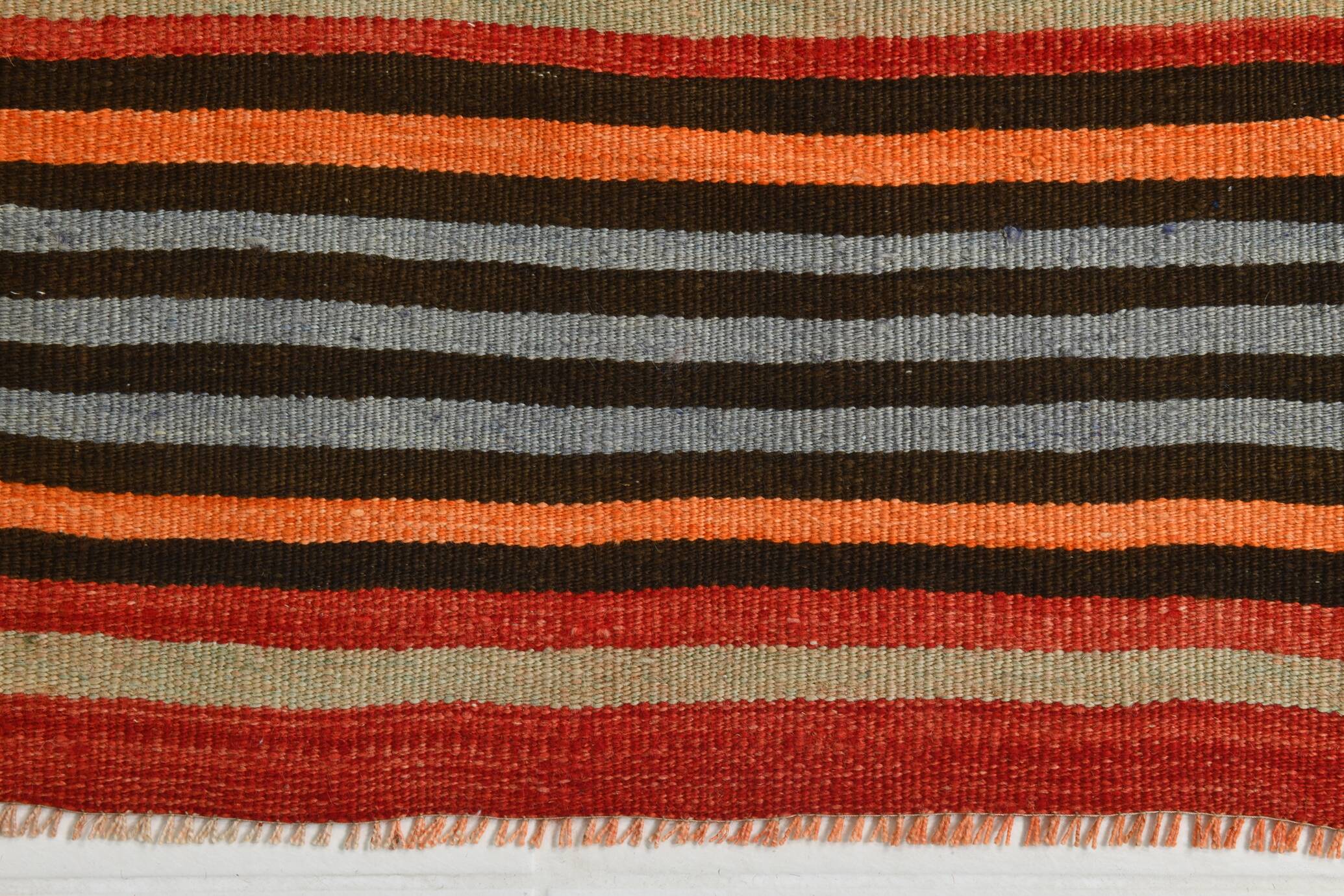 3x12 Kilim Long Striped Vintage Kilim Runner Rug For Hallway, 77x360 Cm