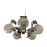 Vintage suspension 5 lights, glass and chrome