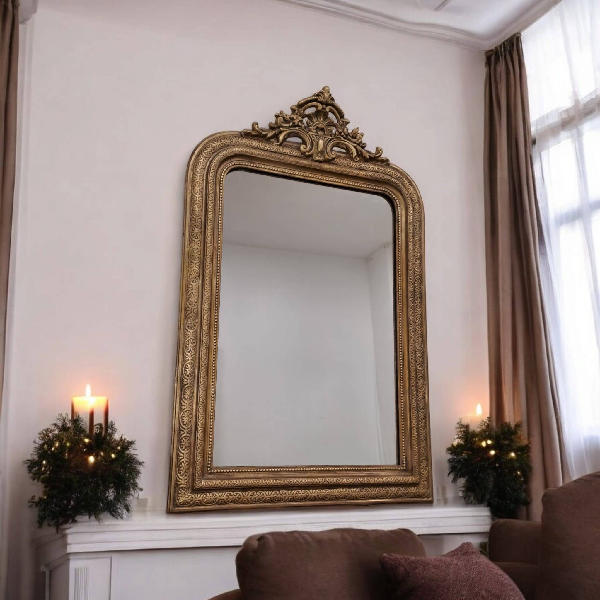 Antique gilded Napoleon III mirror