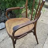 Baumann curved caned wood armchair, 1900