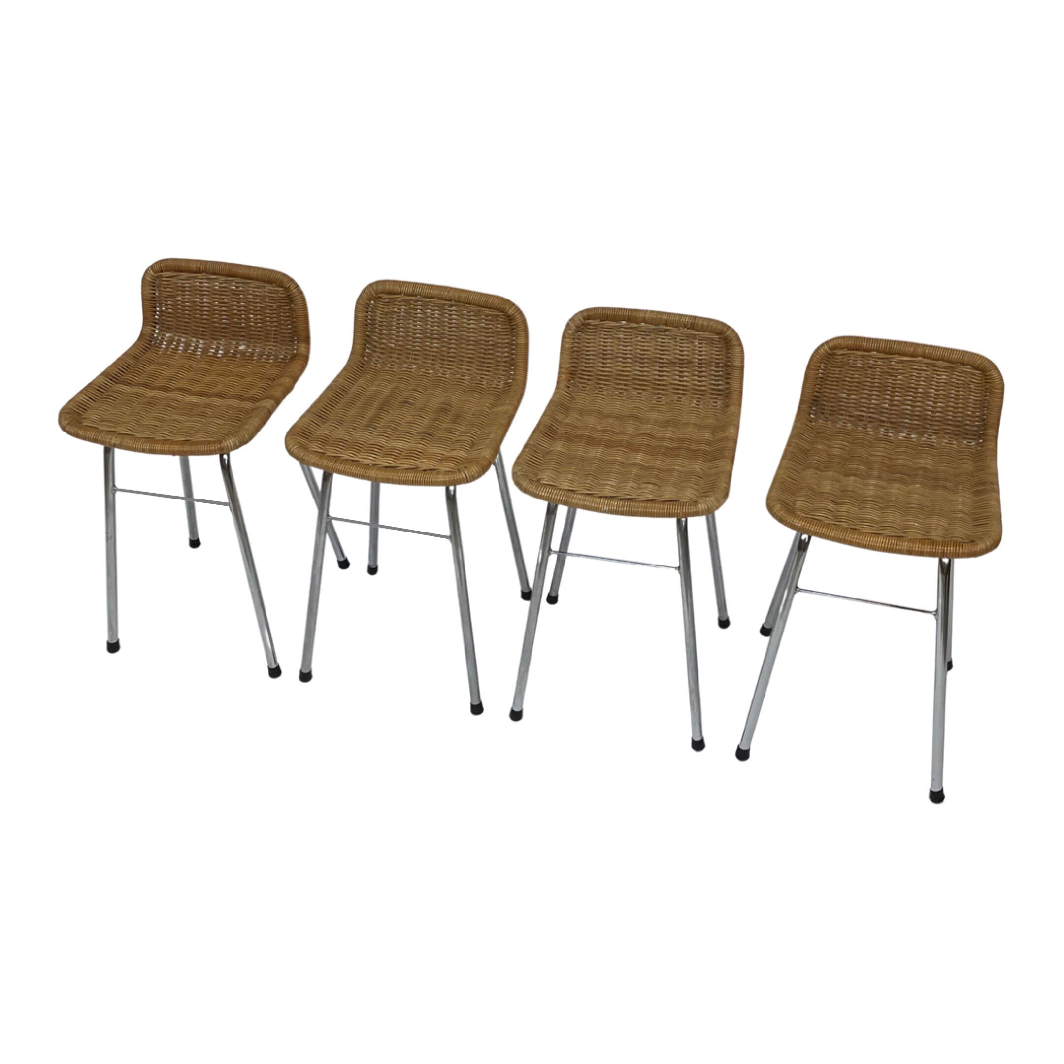 Set of 4 vintage bar stools Dirk van Sliedregt Rohe Noordwolde 1960's