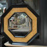 Octagonal vintage wooden mirror of the 1970s - 72cm