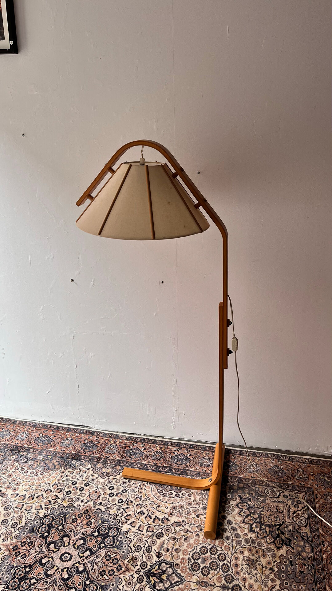 Scandinavian Modern Beech Aneta Floor Lamp by Jan Wickelgren, Sweden,