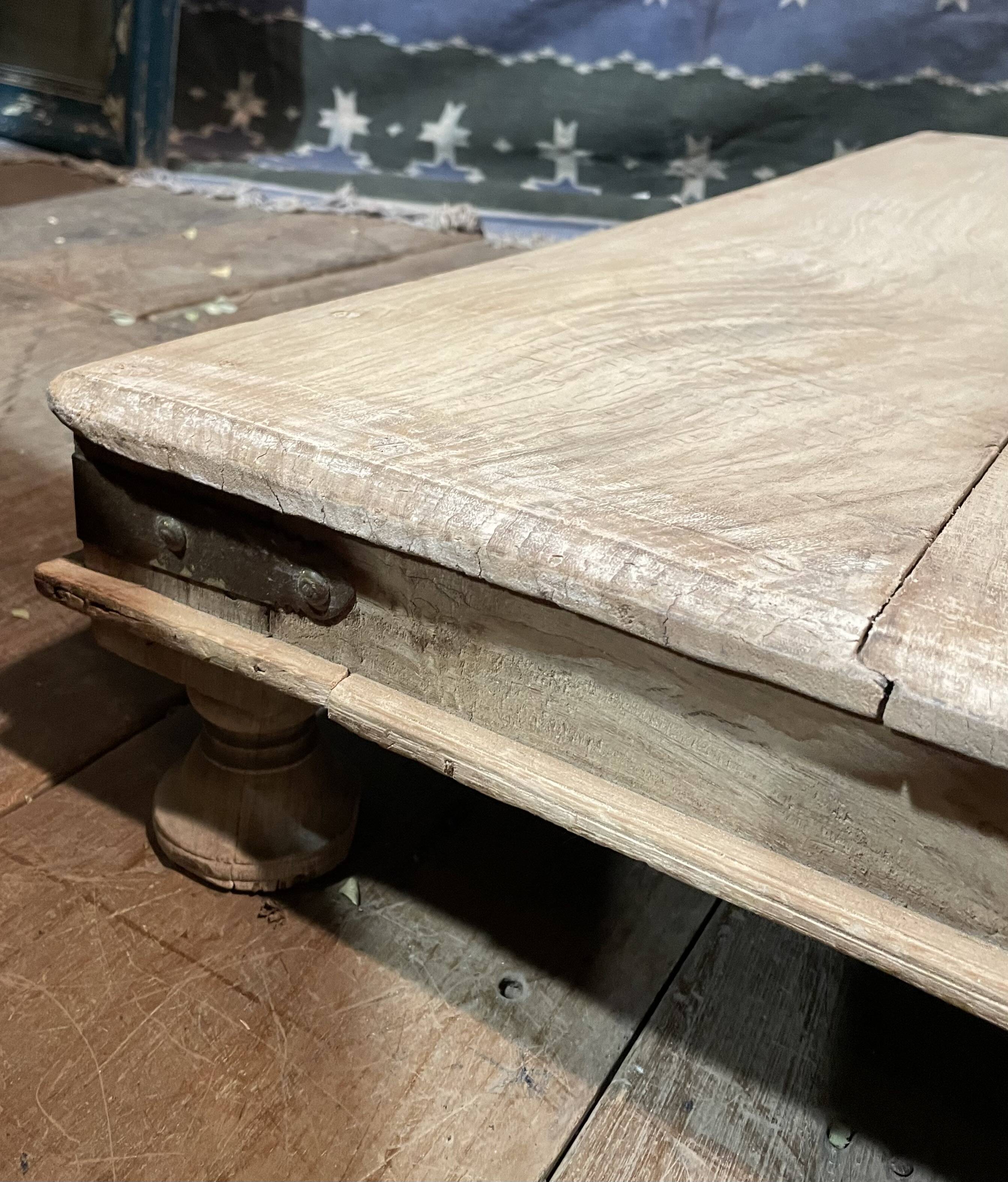 Vintage raw wood Indian coffee table