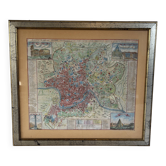 Engraving from the 18th century - map of Rome by J. Senex (1678 - 1740)