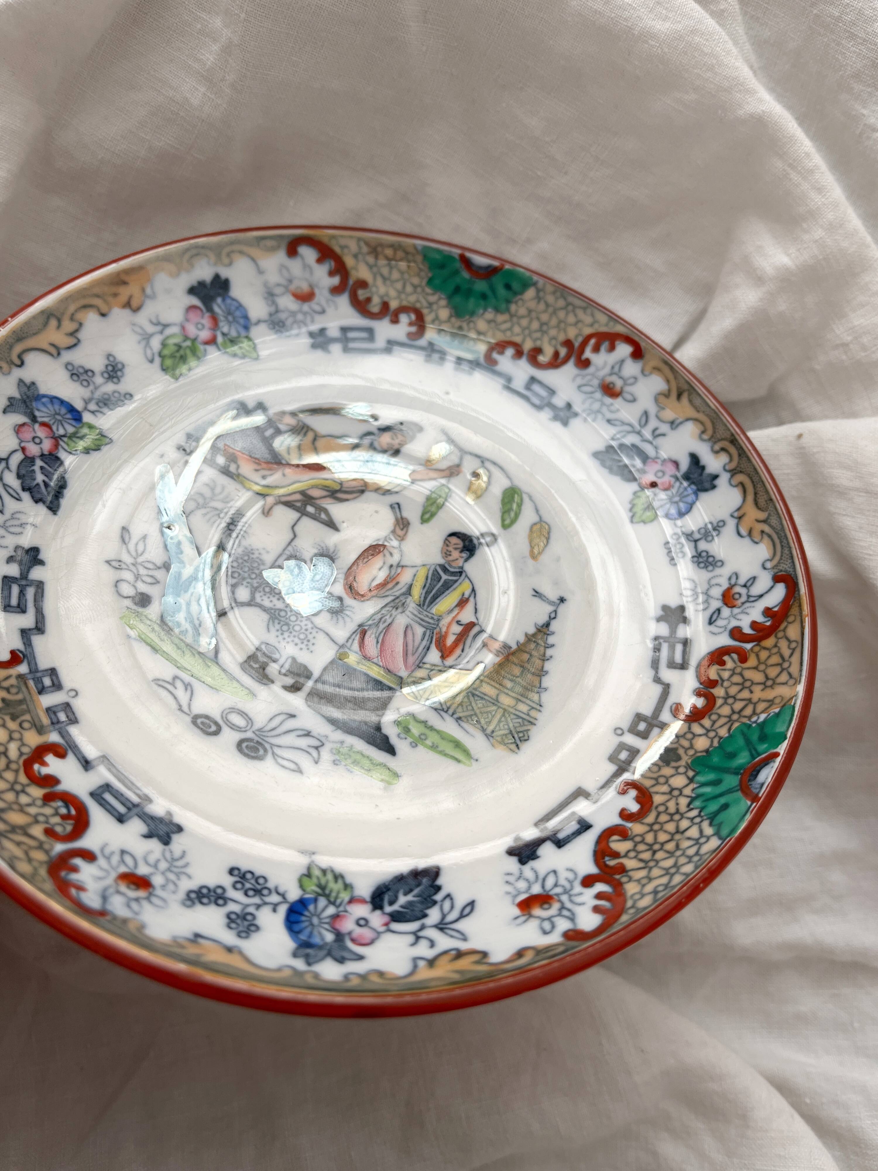 Plate and saucer with Japanese-style decoration "Timor" Sarreguemines