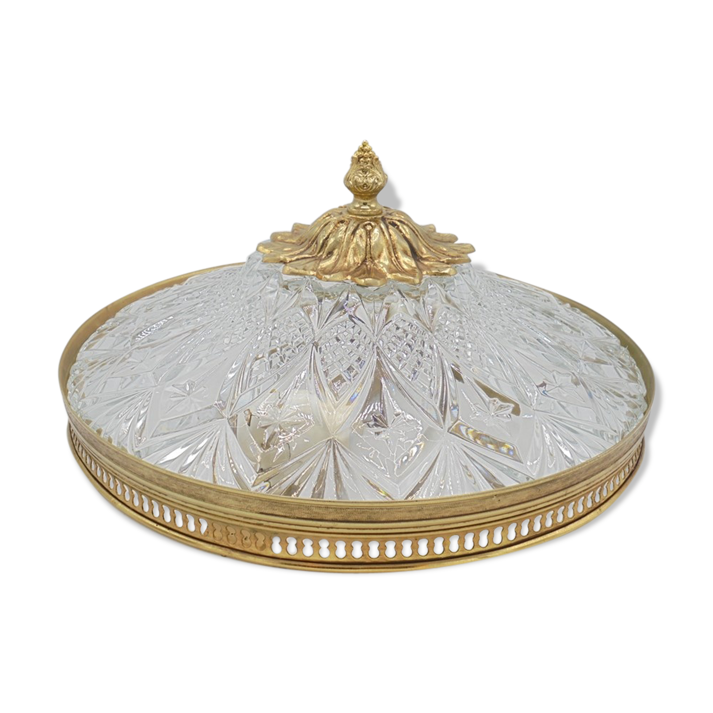 Ceiling lamp in glass and brass