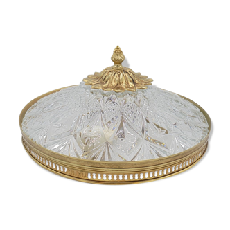 Ceiling lamp in glass and brass