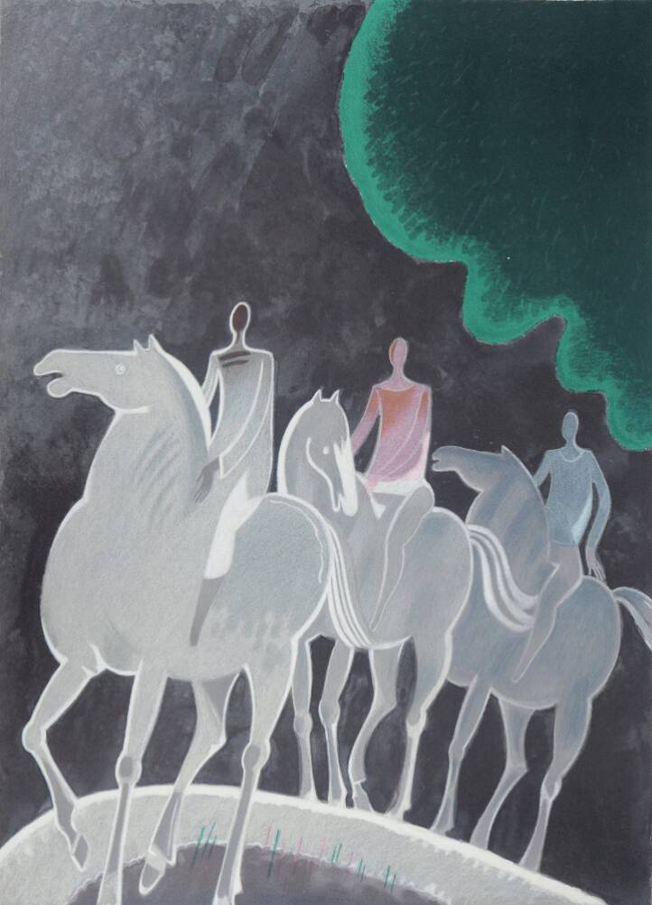 Albert zavaro: night walk - original signed lithograph