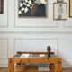 Table basse en pin et verre vintage