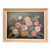 Painting on wood bouquet of roses signed