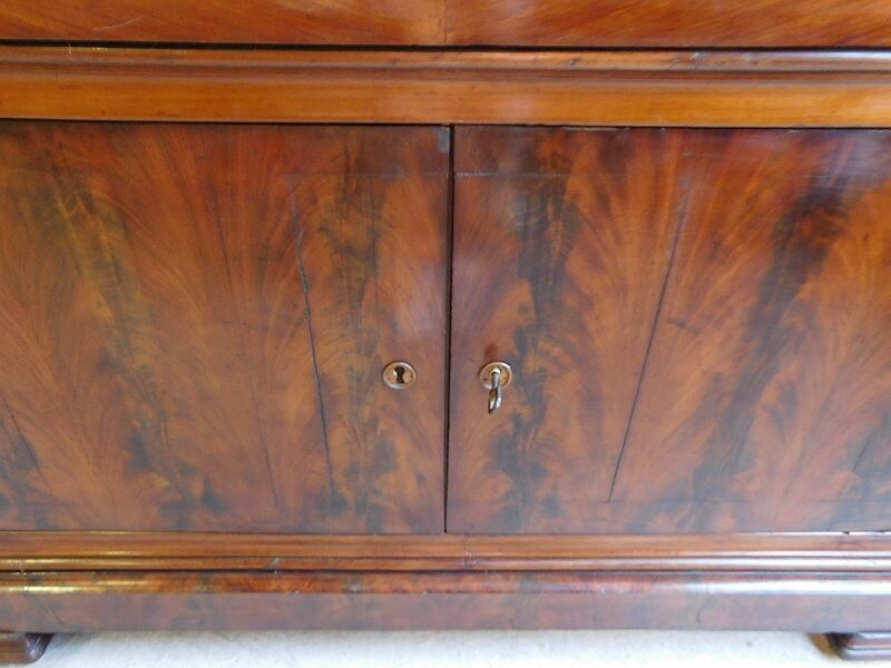 Chest of drawers bahut louis philippe in mahogany gray marble of the nineteenth century