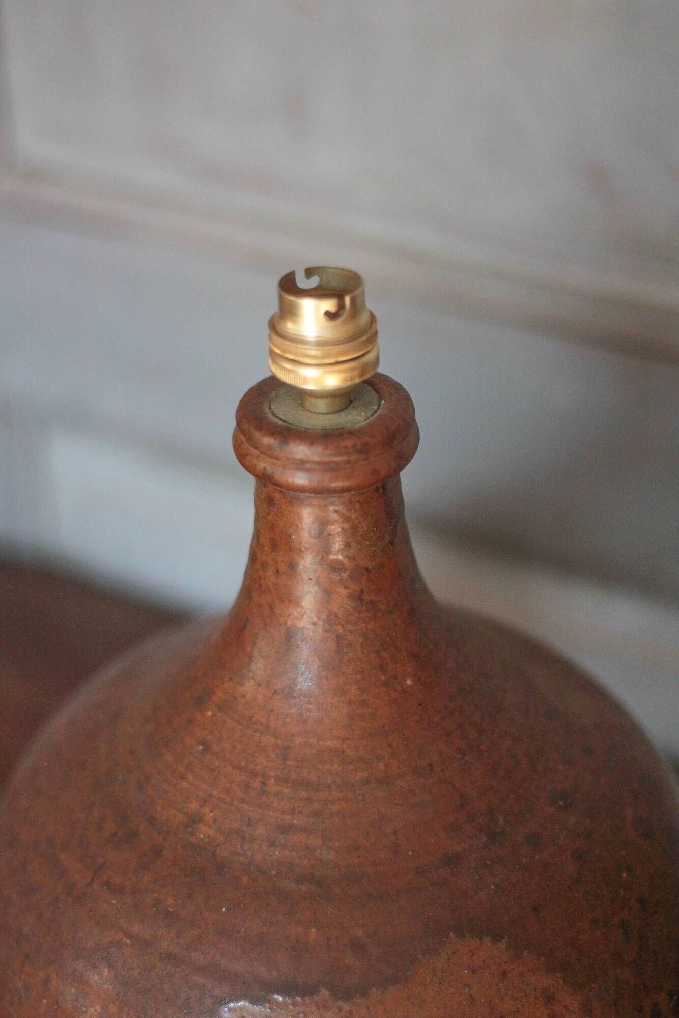 Vintage terracotta lamp, vintage lamp base, living room lamp, brown lamp