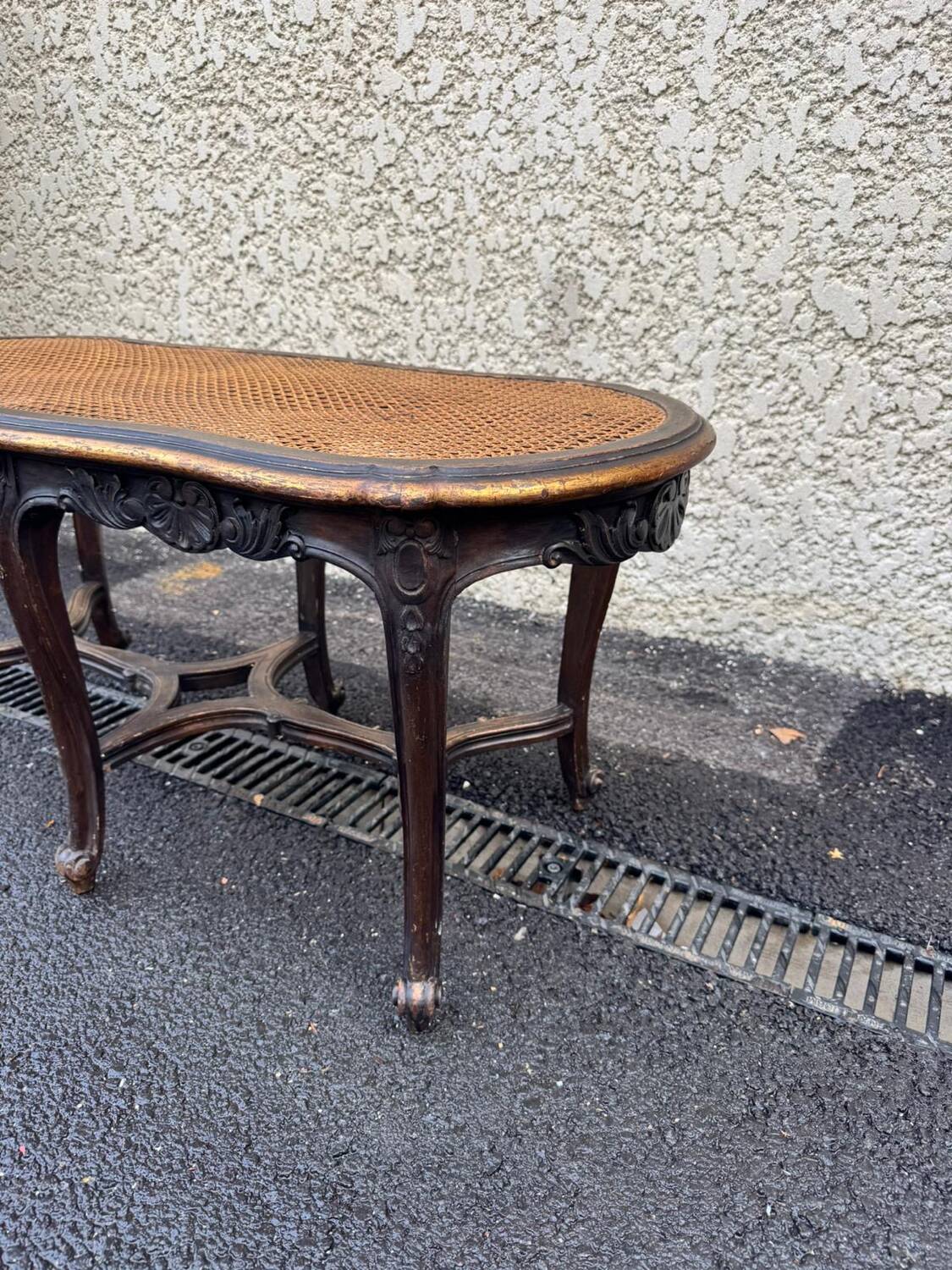 Superb antique piano bench from the late 19th century, Louis XV style