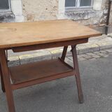 Drawing table wood and vintage metal