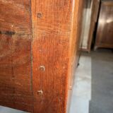 Large antique oak chest with turned legs