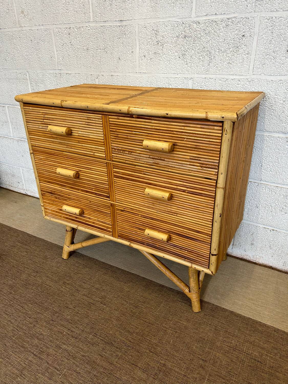 Bamboo and rattan chest of drawers 1960