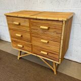 Commode bambou et rotin 1960