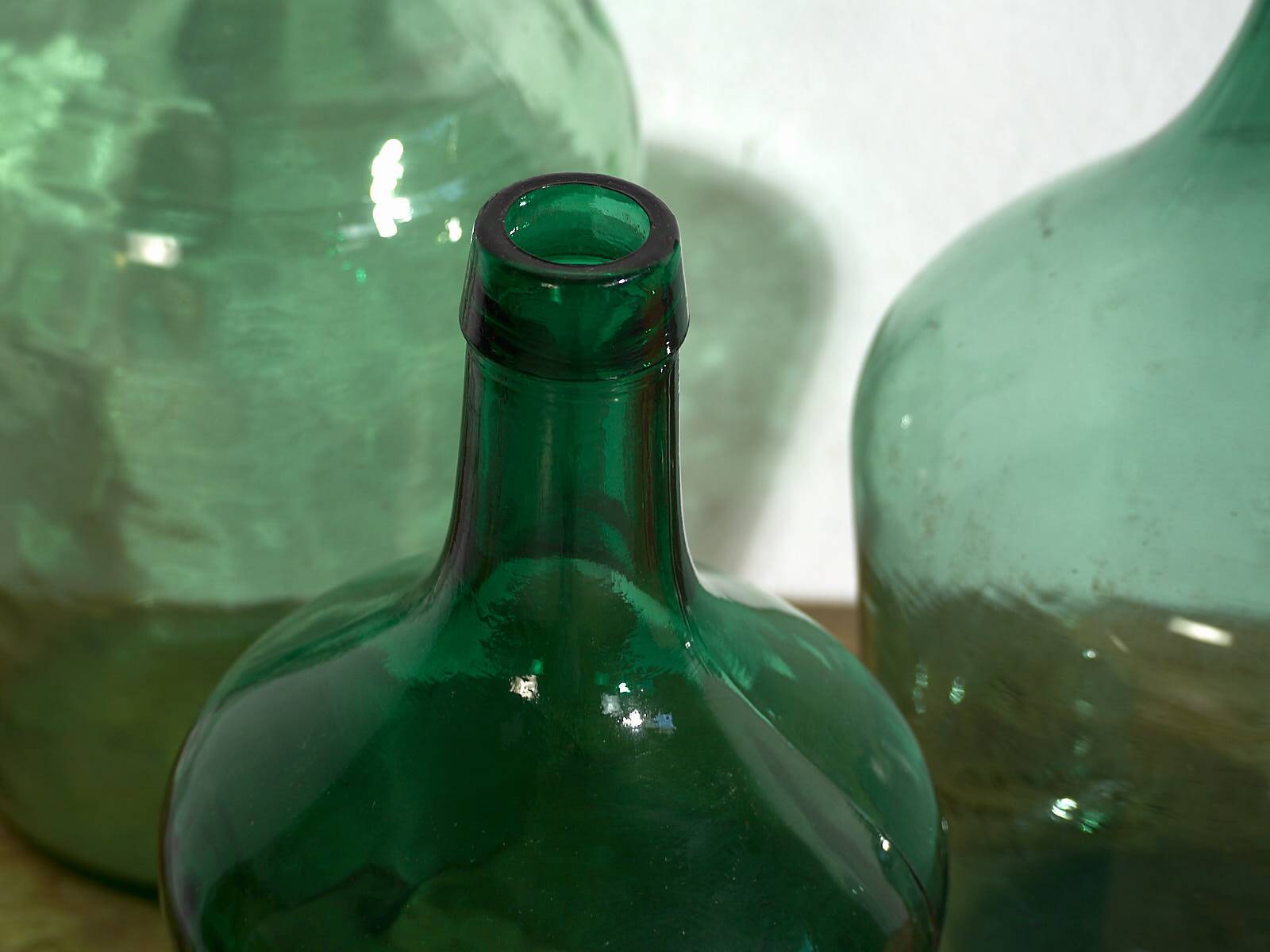 Antique green colored demiurge boxes (c.1920). Set of 3 pieces