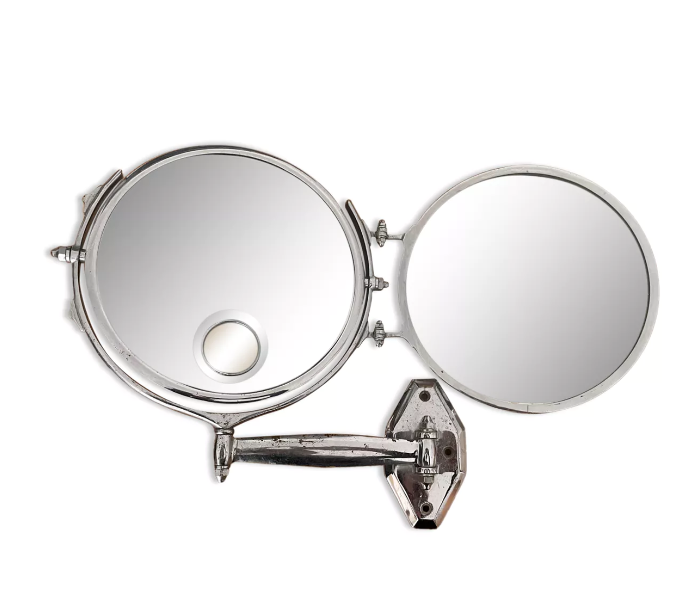 Vintage illuminated adjustable mirror, Double Brot, France 1950