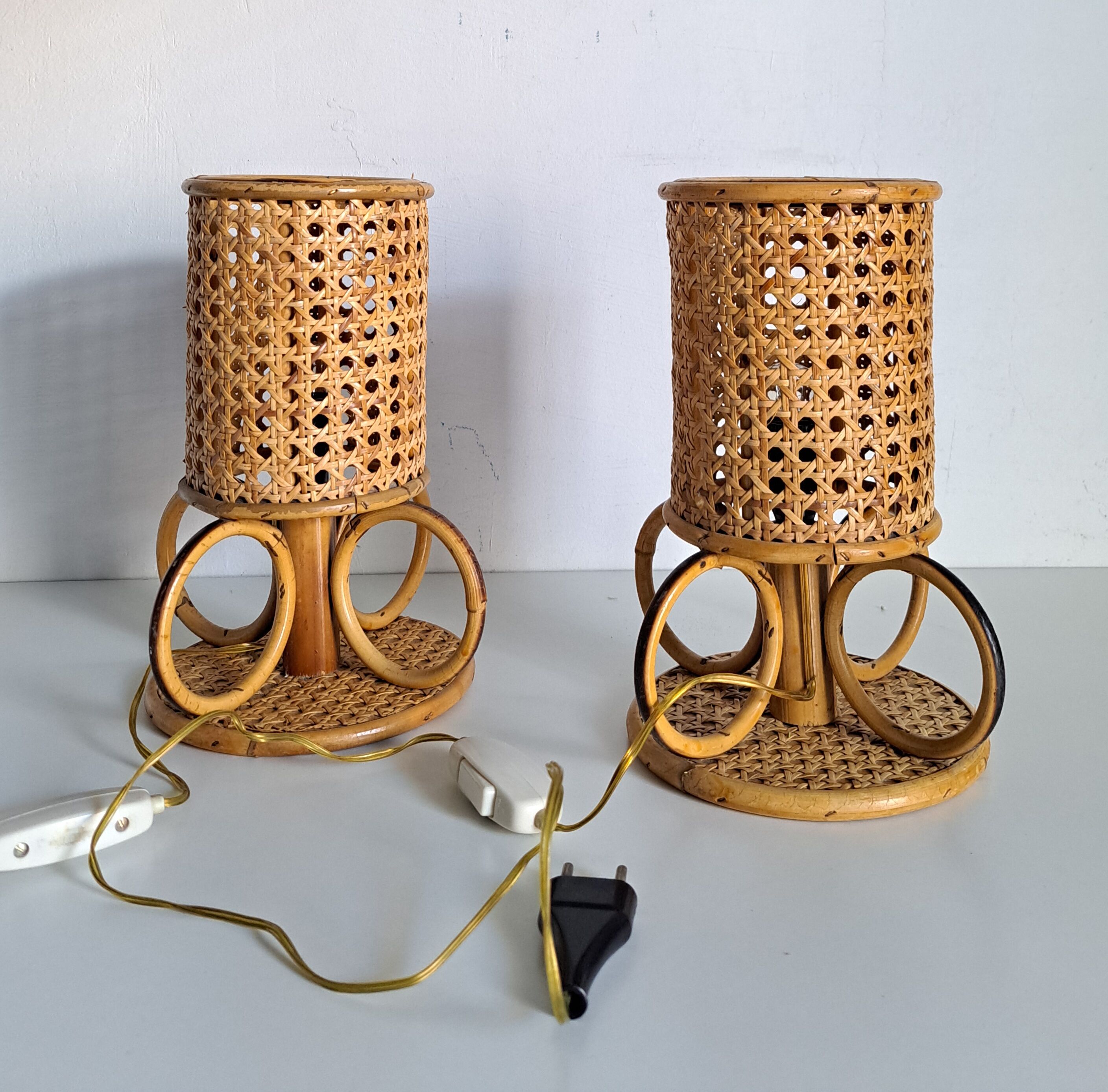 Paire de lampes de chevet bambou