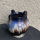 Amphora vase in mixed earth, shades of blue, beige and white, pottery, vintage