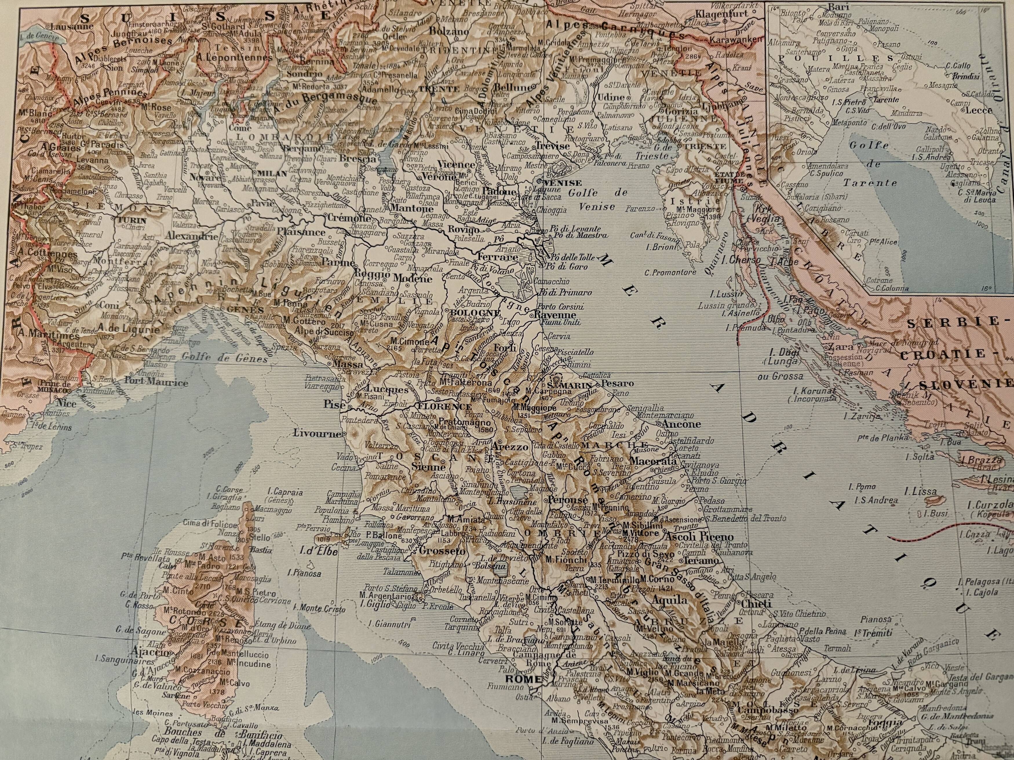 Grande carte vintage de l'Italie – 1930