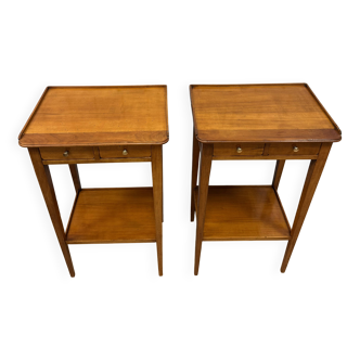 Pair of small side tables in cherry wood.
