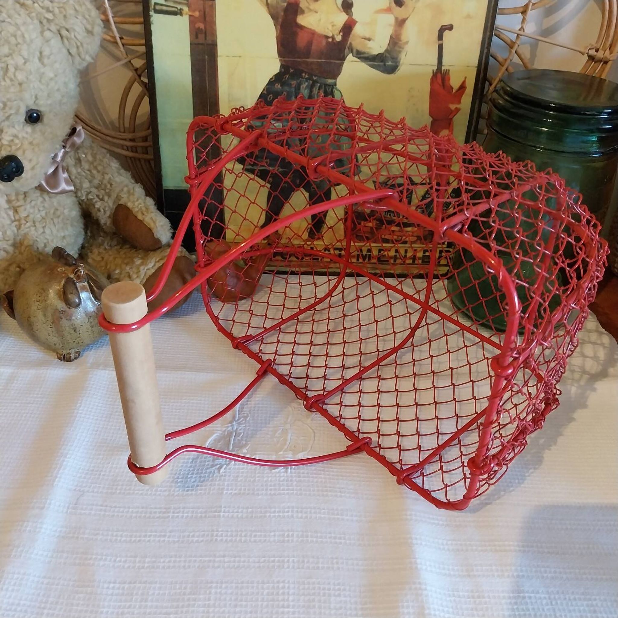 Panier vintage en fer de grillage
