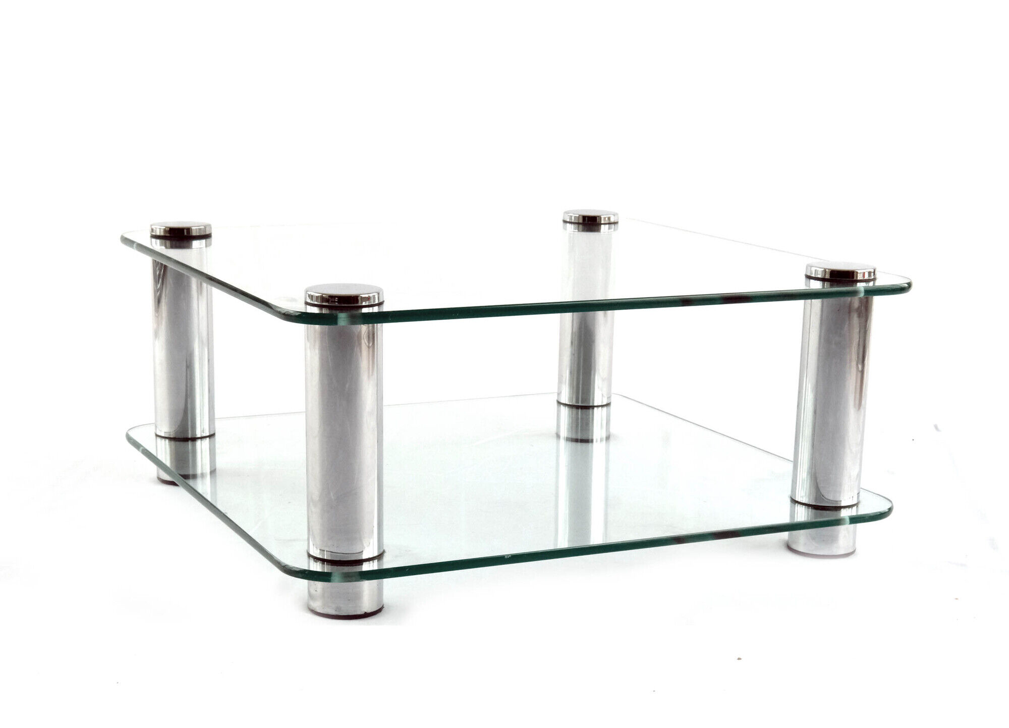 Italian Glass and Chrome Square Coffee Table by by Marco Zanuso for Zanotta, 1960s