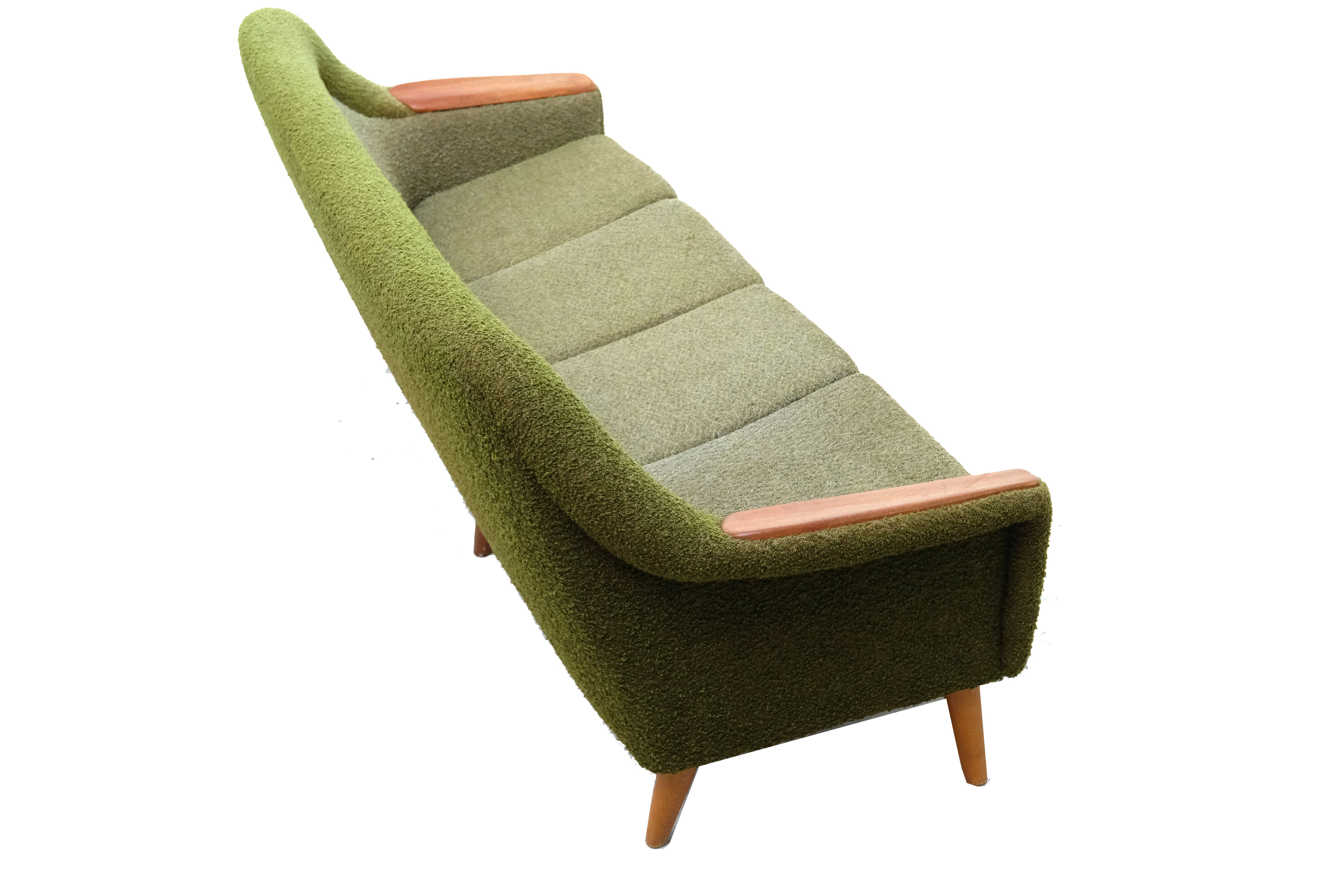 Vintage olive boucle sofa, 1970's norway