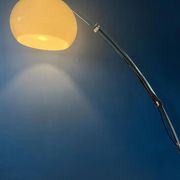 Italian mid-century Goffredo Reggiani arc floor lamp with white plexiglass shade