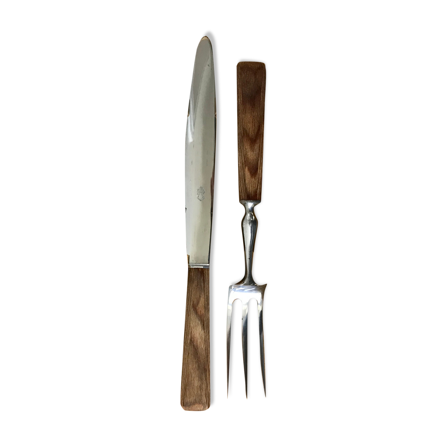 Duo of meat cutlery in solid wood 50s