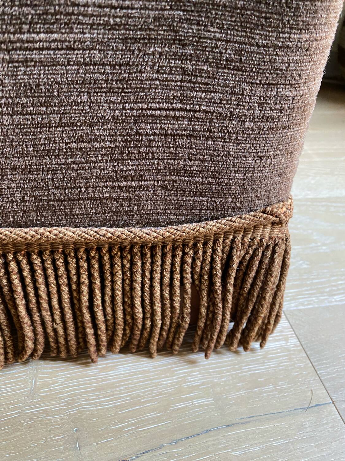 Large brown velvet pouf