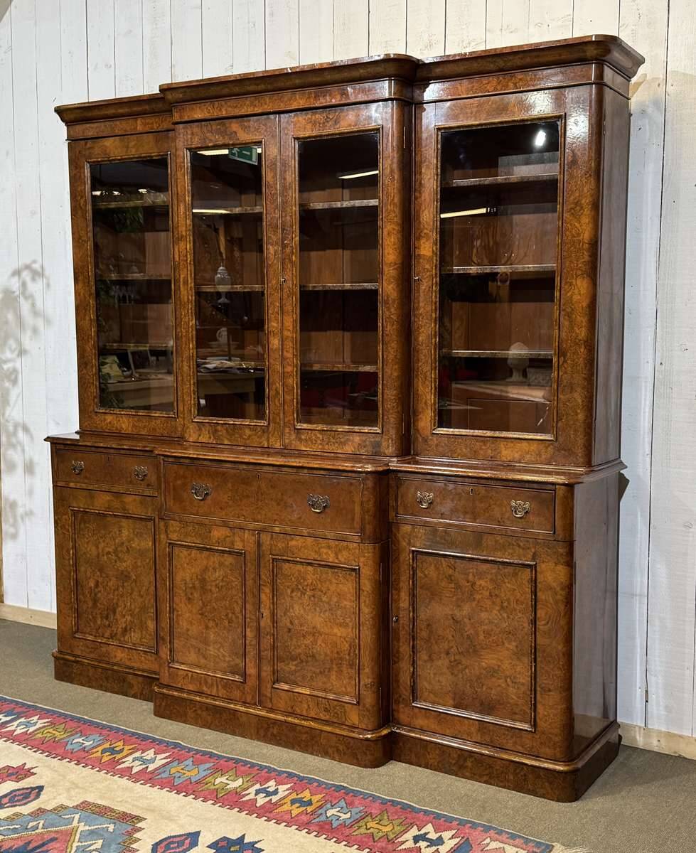 Victorian 19th-century walnut secretary bookcase with 8 doors.