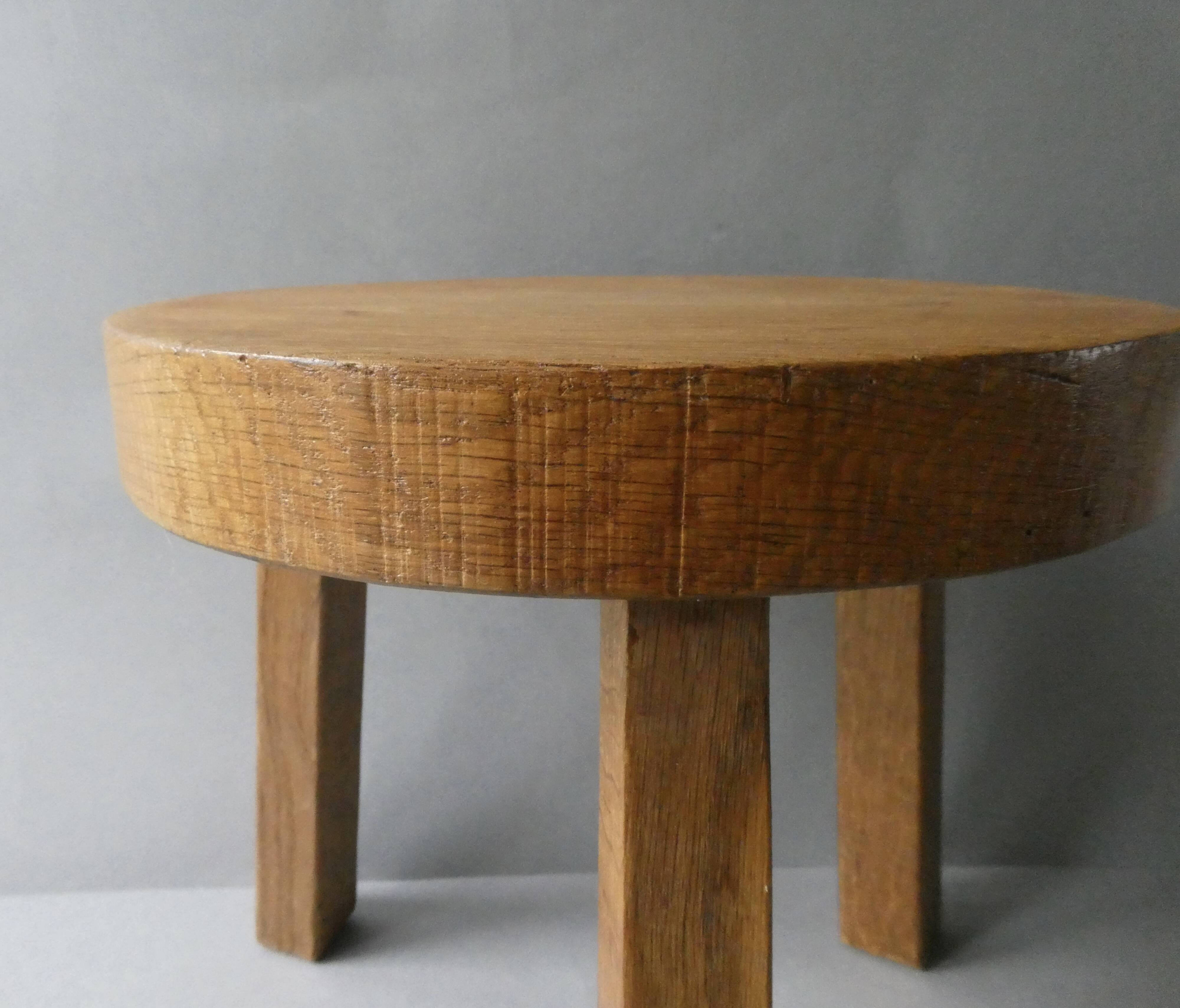 Solid oak tripod stool, circa 1970
