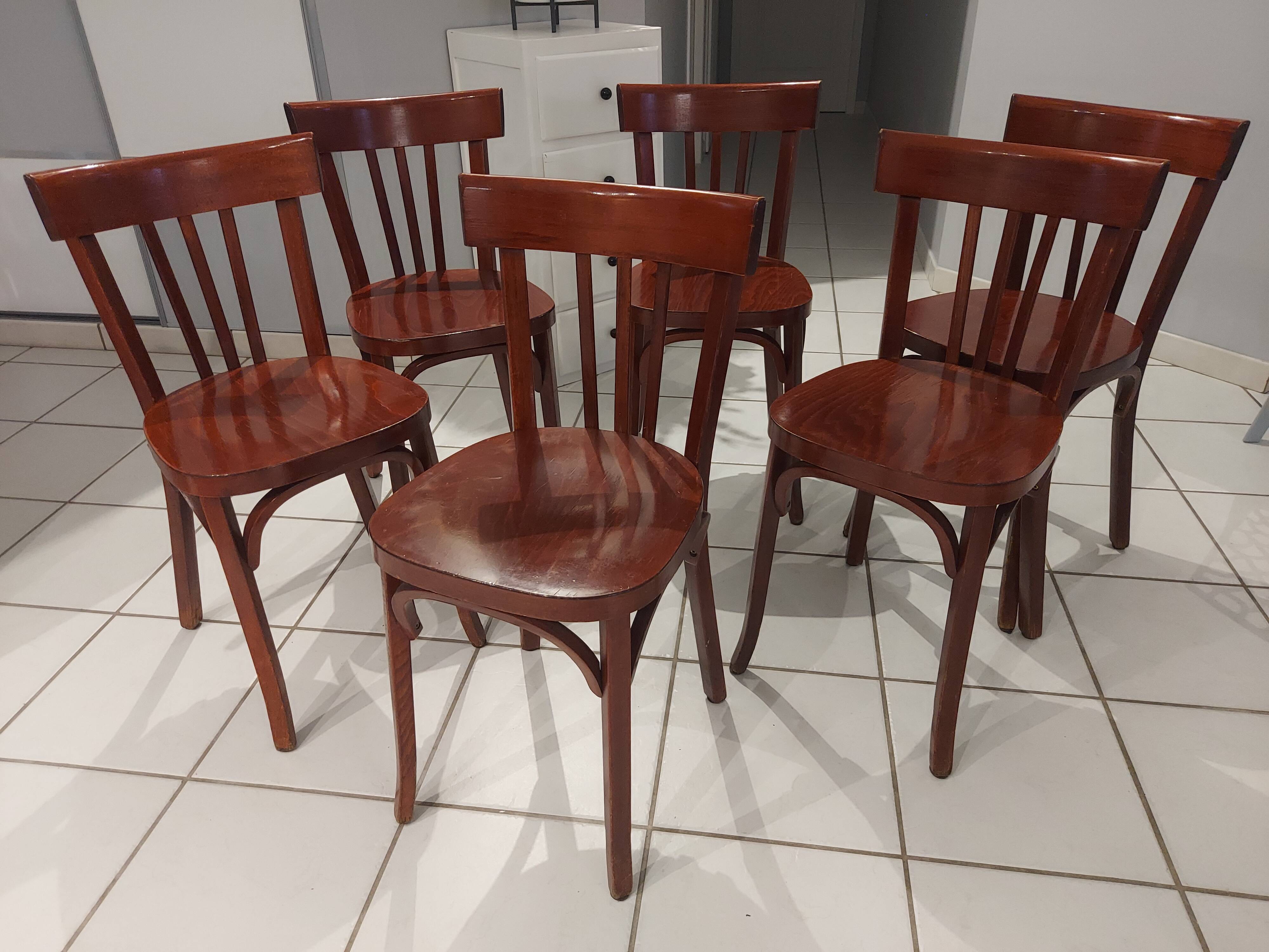 Suite of 6 chairs by Bistrot Baumann vintage