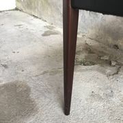 Pair of Scandinavian chairs Ameublement NF black imitation leather and teak - 1960